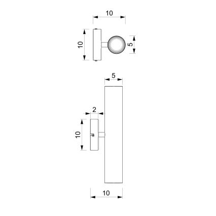 Stenska svetilka WALL 2xGU10/8W/230V črna