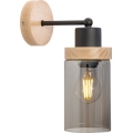 Stenska svetilka WOODNEST 1xE27/15W/230V borovina/zadimljena črna