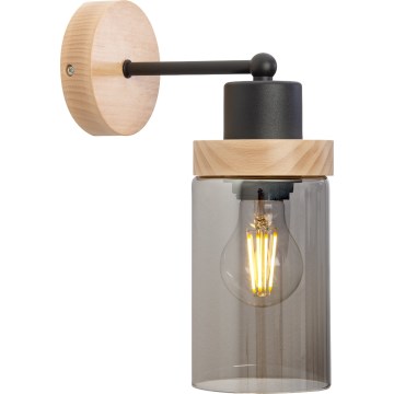Stenska svetilka WOODNEST 1xE27/15W/230V borovina/zadimljena črna