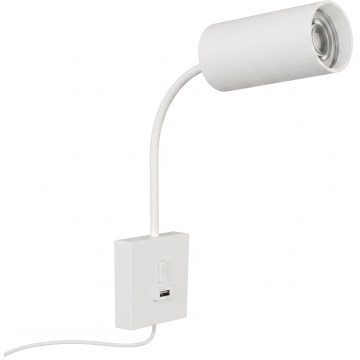 Stenska svetilka z USB PUNTO 1xGU10/9W/230V bela