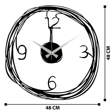 Stenska ura 48 cm 1xAA črna