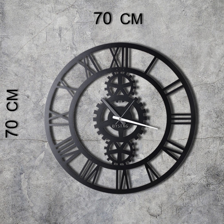 Stenska ura pr. 70 cm 1xAA črna