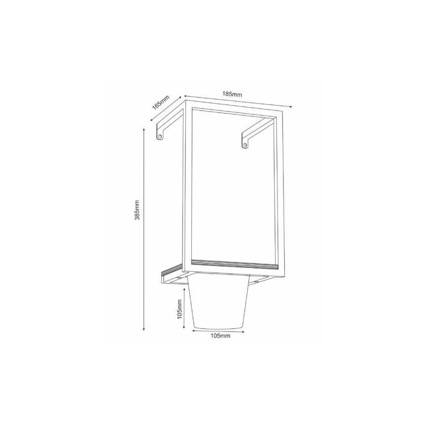 Stenski cvetlični lonec 38x18 cm črna