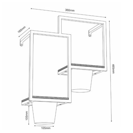 Stenski cvetlični lonec 46x36cm zlata