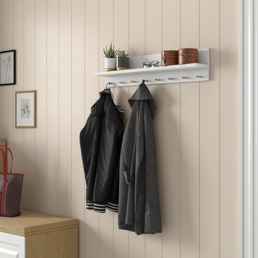 Stenski obešalnik 18x80 cm bela