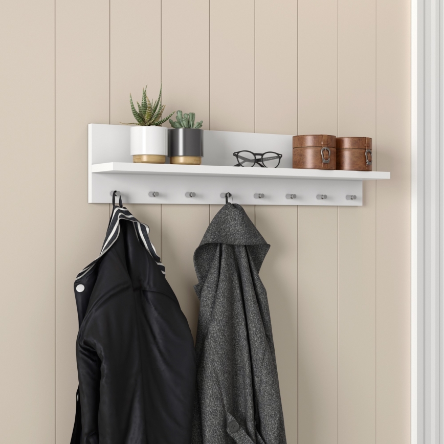Stenski obešalnik 18x80 cm bela