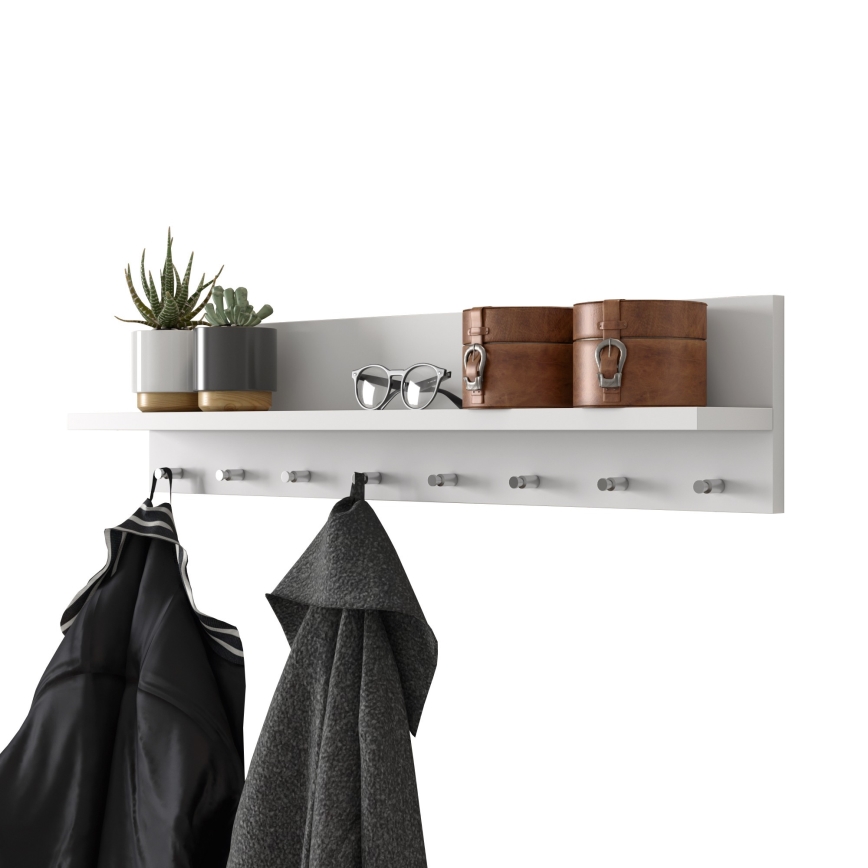 Stenski obešalnik 18x80 cm bela