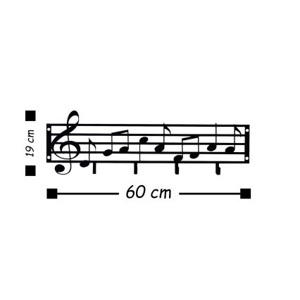Stenski obešalnik 60x19 cm notes kovina