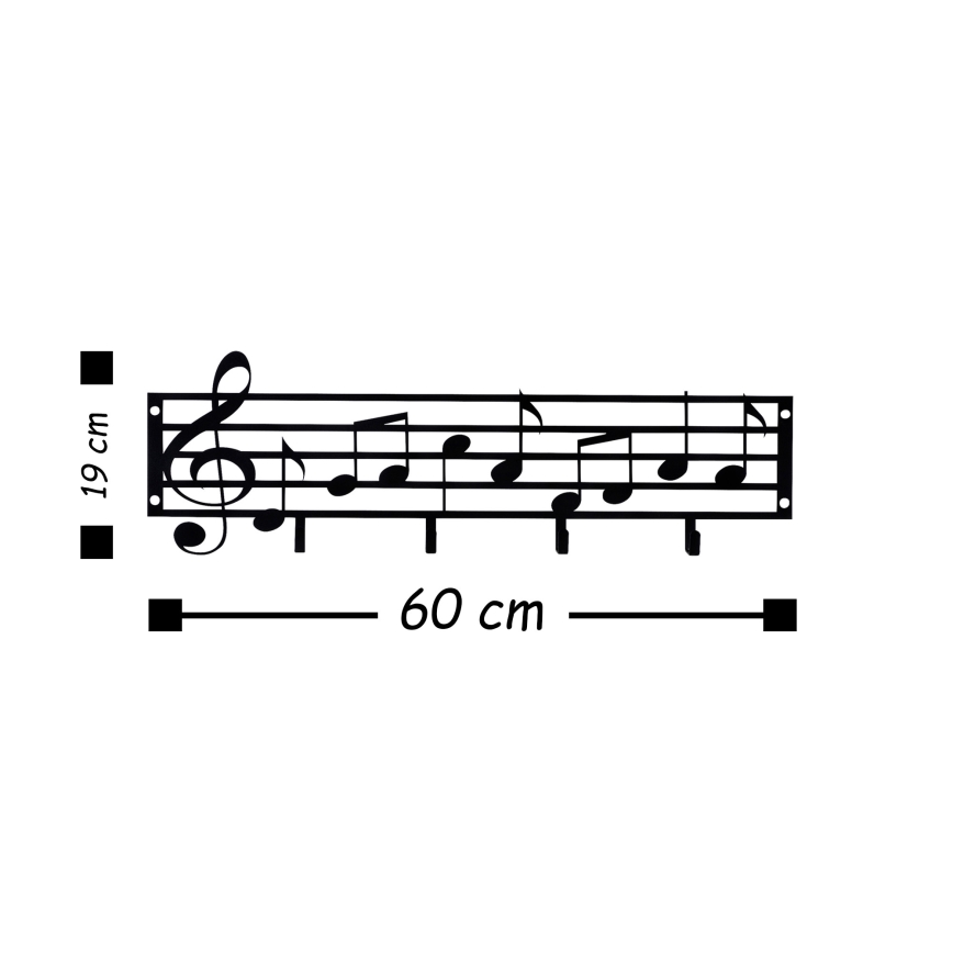 Stenski obešalnik 60x19 cm notes kovina