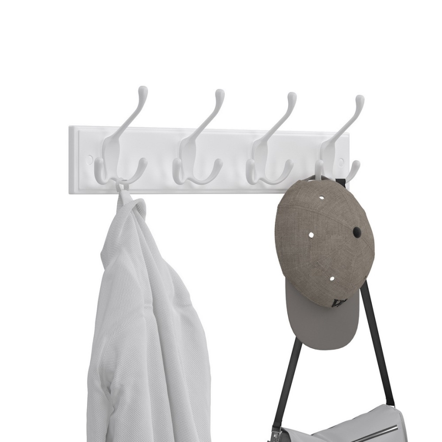Stenski obešalnik KATE 40x11x7 cm, v beli barvi