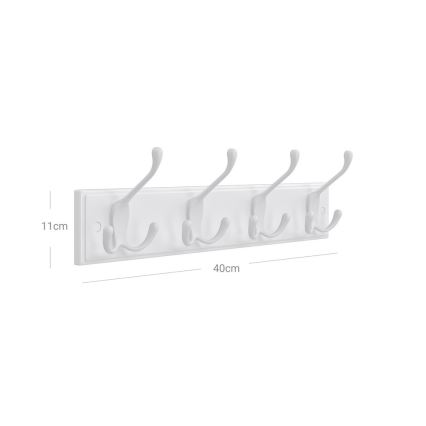 Stenski obešalnik KATE 40x11x7 cm, v beli barvi