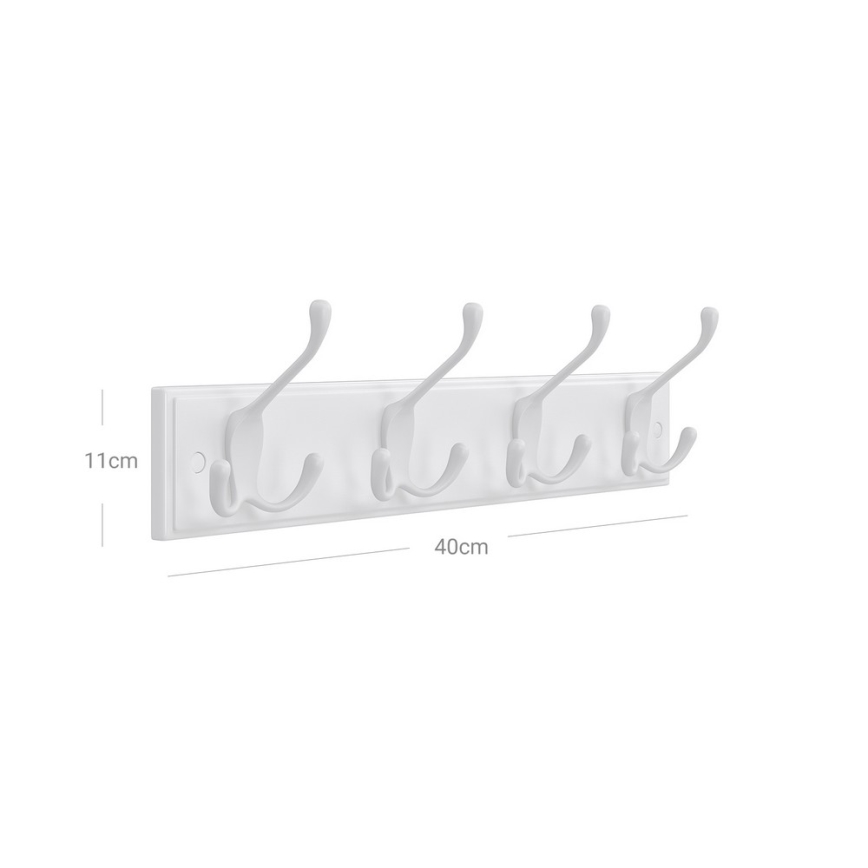 Stenski obešalnik KATE 40x11x7 cm, v beli barvi