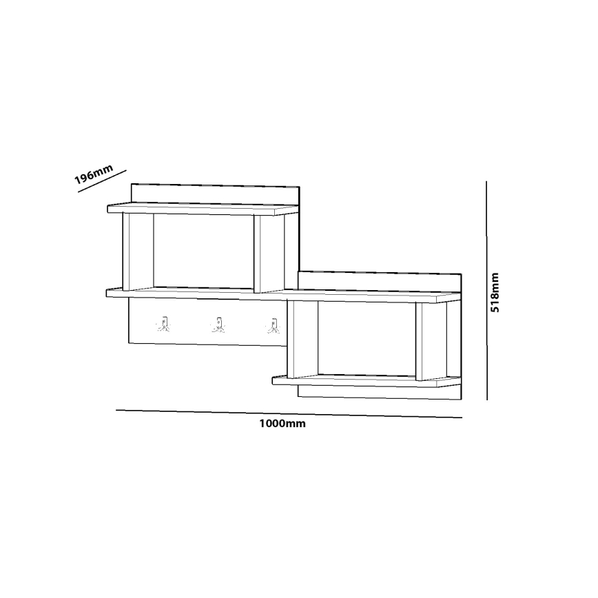 Stenski obešalnik s polico NIZZA 51,8x100 cm bela