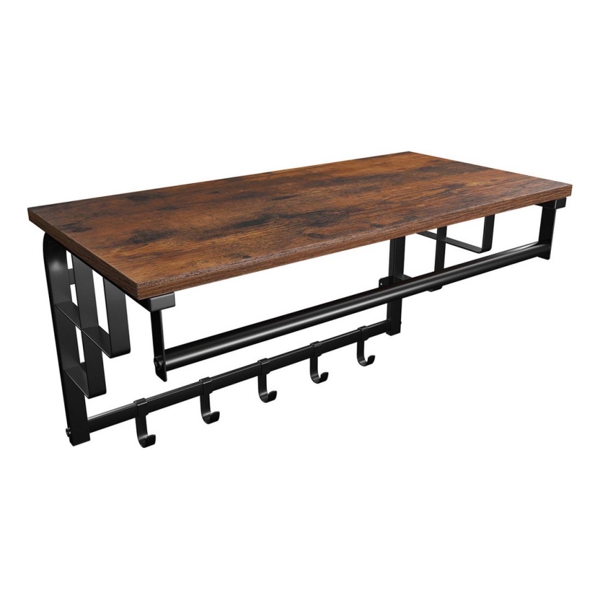 Stenski obešalnik z polico NATE rjava/črna