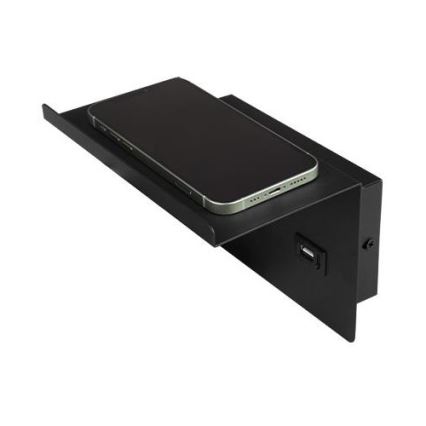 Stenski reflektor s polico in USB polnilec 1xG9/35W/230V črna/zlata