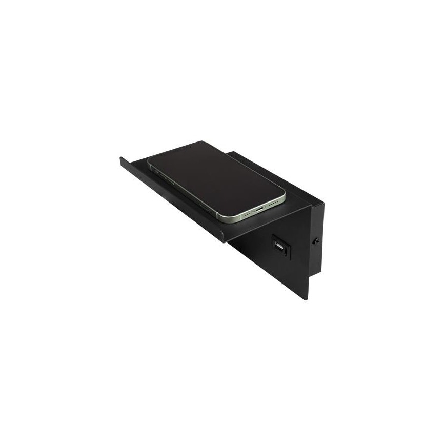 Stenski reflektor s polico in USB polnilec 1xG9/35W/230V črna/zlata