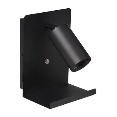 Stenski reflektor s polico in USB polnilec 1xGU10/35W/230V črna