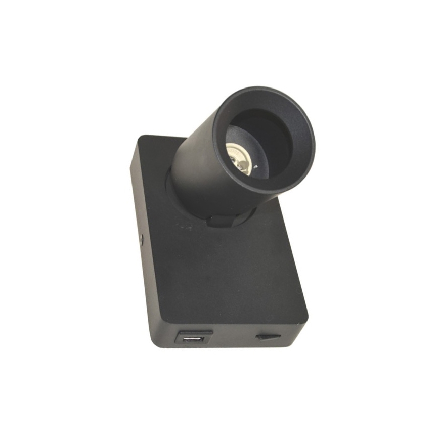 Stenski reflektor TAFT 1xGU10/30W/230V USB črna