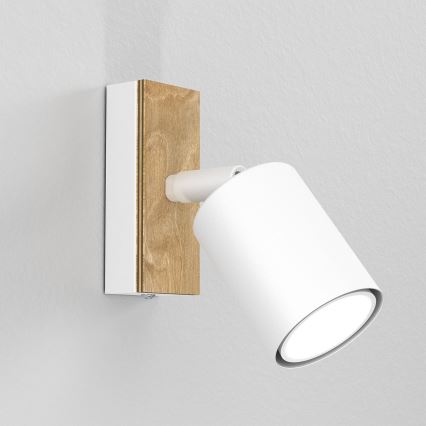 Stenski reflektor TULON 1xGU10/8W/230V bela/hrast