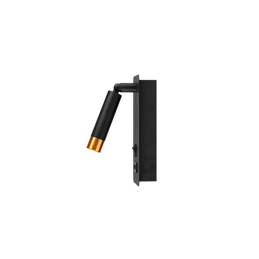 Stenski reflektor z USB polnilcem 1xG9/35W/230V črna/zlata