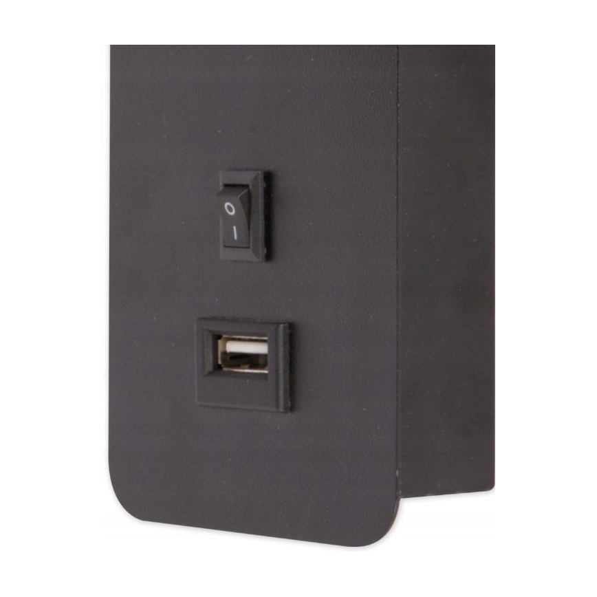 Stenski reflektor z USB polnilcem 1xGU10/35W/230V črna