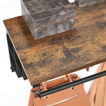 Stenski vešalnik s polico NATE rjava/črna