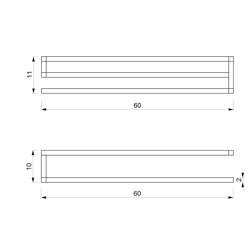 Stensko držalo za brisače 10x60 cm belo