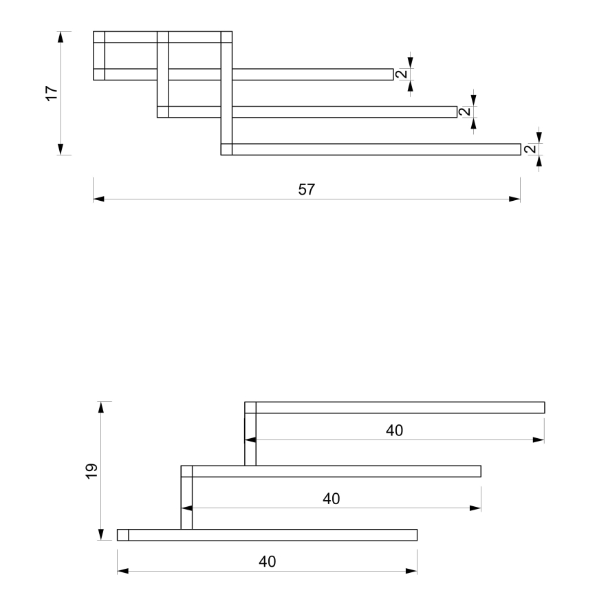 Stensko držalo za brisače 19x58 cm črno