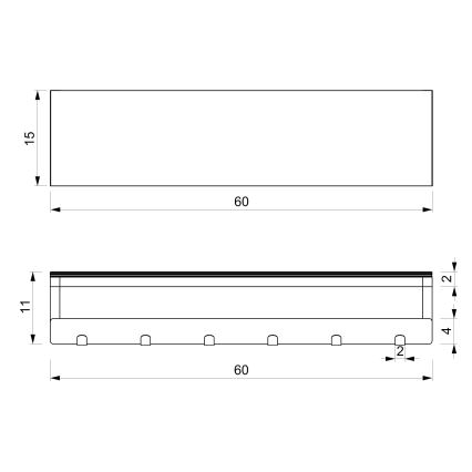 Stensko držalo za brisače s polico 10x60 cm belo