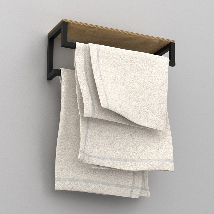 Stensko držalo za brisače s polico 14x40 cm belo