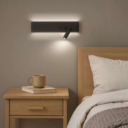 Stensko LED točkovno svetilo RESORT LED/10W/230V + LED/3W, črno, desno