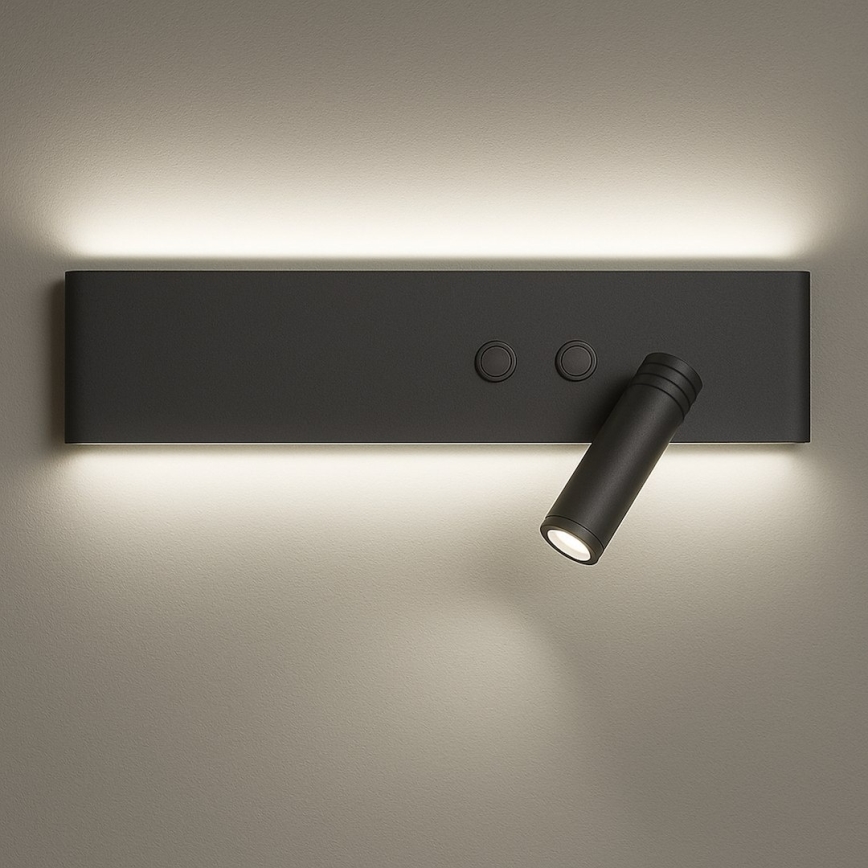 Stensko LED točkovno svetilo RESORT LED/10W/230V + LED/3W, črno, desno