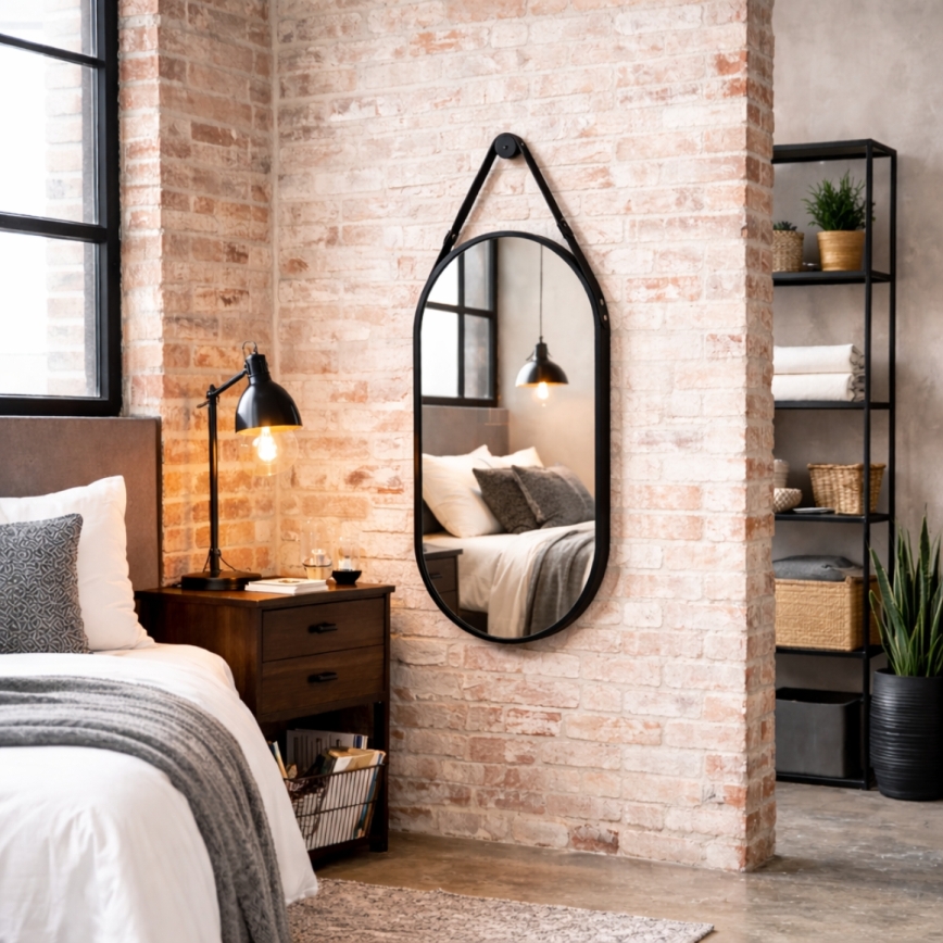 Stensko ogledalo BIBI 100x50 cm, črno