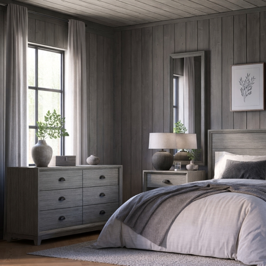 Stensko ogledalo FIONA 96x36 cm siva