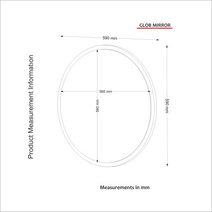 Stensko ogledalo GLOB pr. 59 cm bela