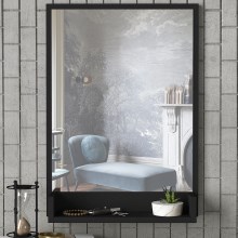 Stensko ogledalo s polico COSTA 75x45 cm črna