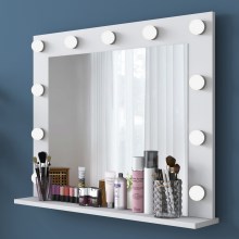 Stensko ogledalo s polico RANI 90x71,8 cm bela
