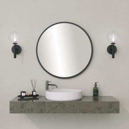 Stensko ogledalo YUVARLAK pr. 60 cm črna