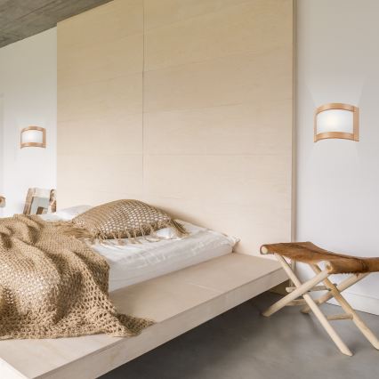 Stenska svetilka ELODIE 1xE27/60W/230V bukev