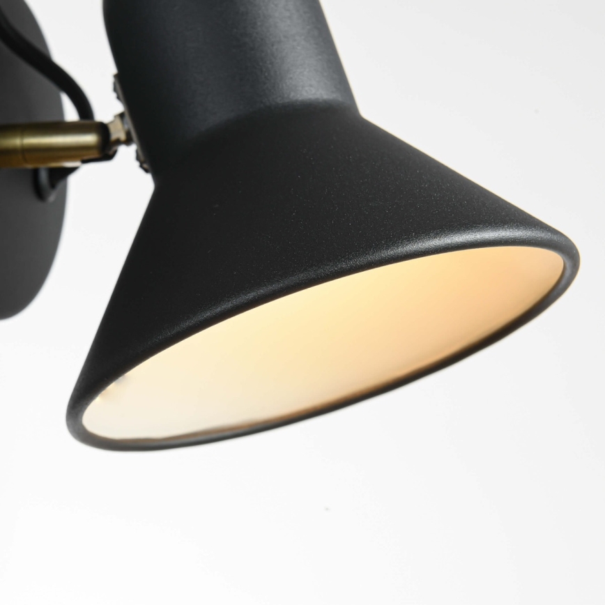 Stensko usmerjeno svetilo ASTAMA 1xE27/40W/230V, črna/medenina