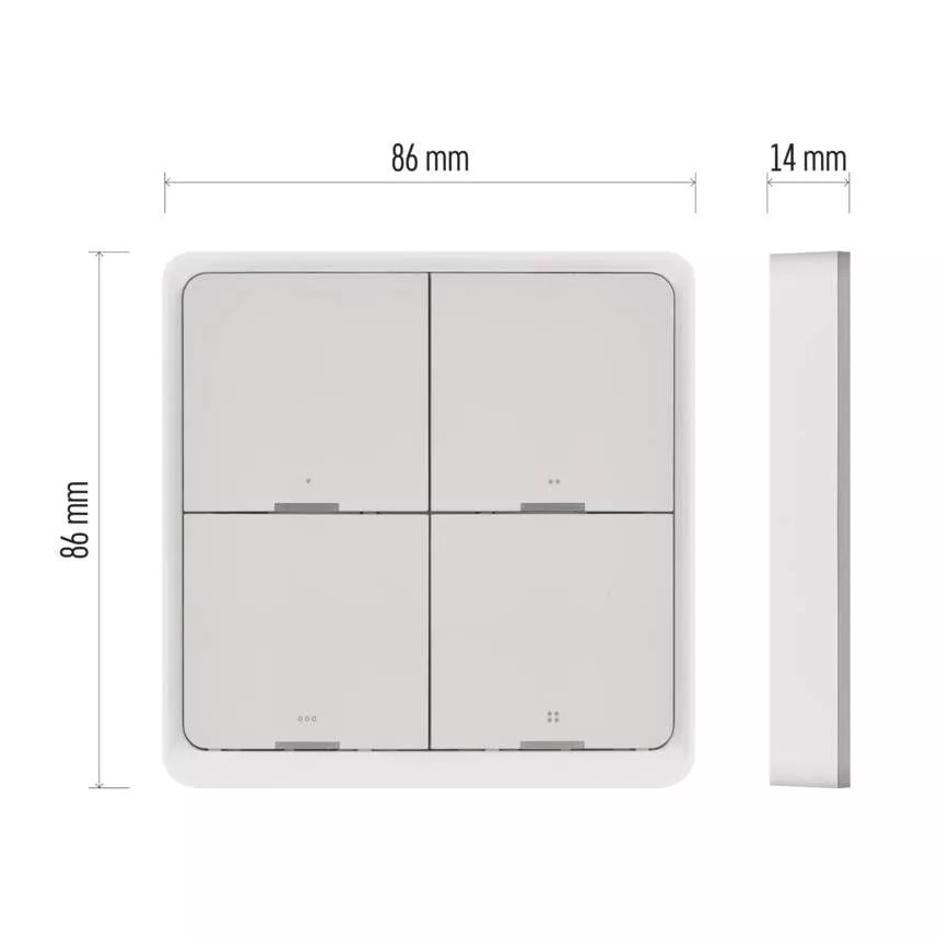 Stikalo 4-gumbi GoSmart 1xCR2430 Tuya bela