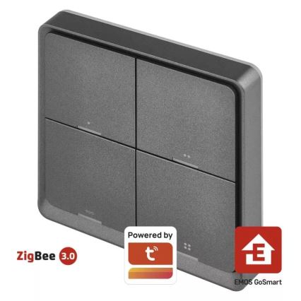 Stikalo 4-gumbi GoSmart 1xCR2430 Tuya črna