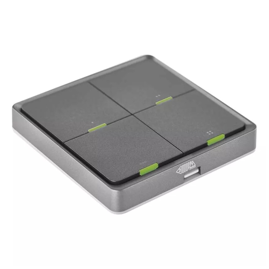 Stikalo 4-gumbi GoSmart 1xCR2430 Tuya črna