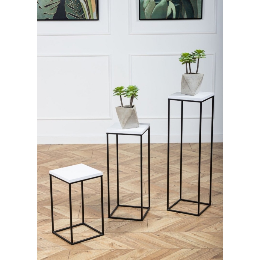 Stojalo za rože BASICLOFT 80x24 črna/bela