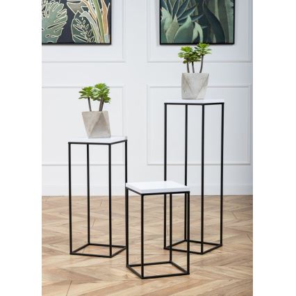 Stojalo za rože BASICLOFT 80x24 črna/bela