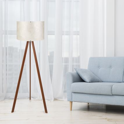 Stoječa lampa AYD 1xE27/40W/230V bela/smeđa