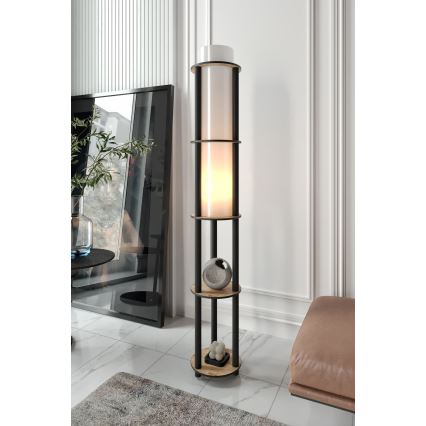 Stoječa lampa s policami NOTO 1xE27/40W/230V bež/črna