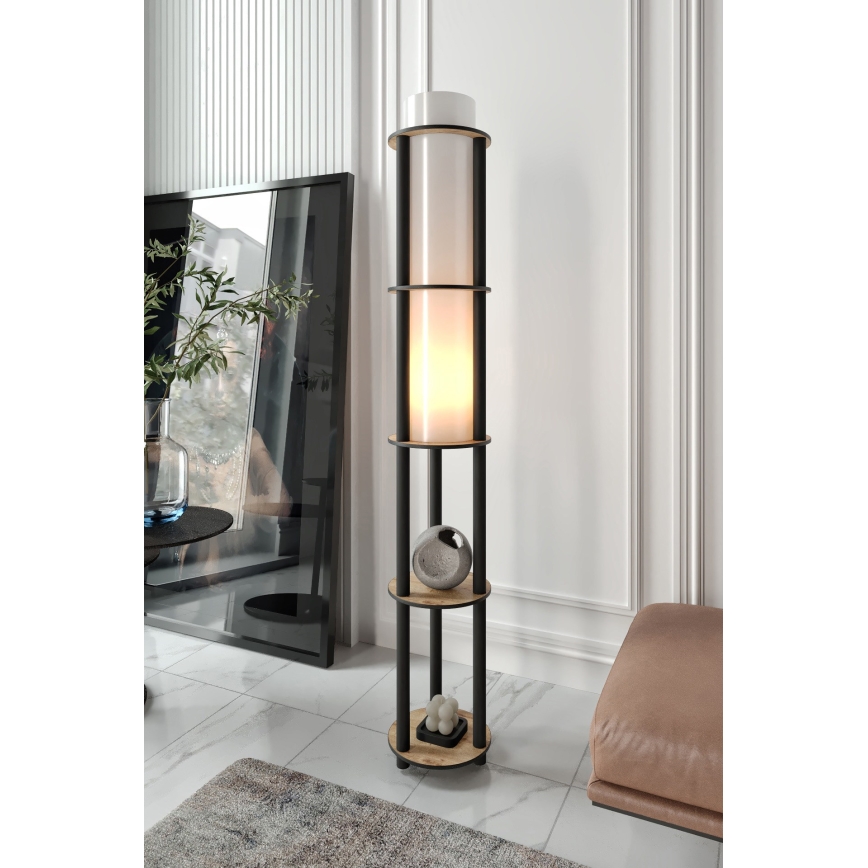 Stoječa lampa s policami NOTO 1xE27/40W/230V bež/črna