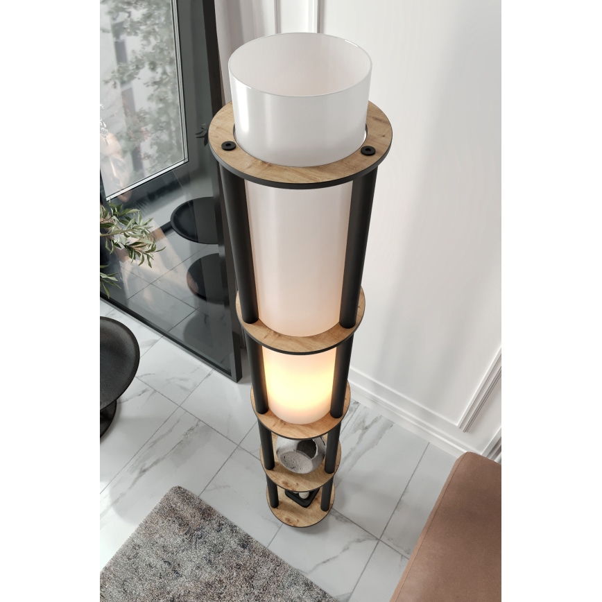 Stoječa lampa s policami NOTO 1xE27/40W/230V bež/črna