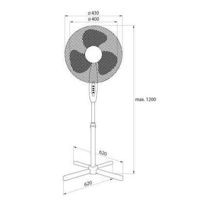 Stoječi ventilator 45W/230V črna